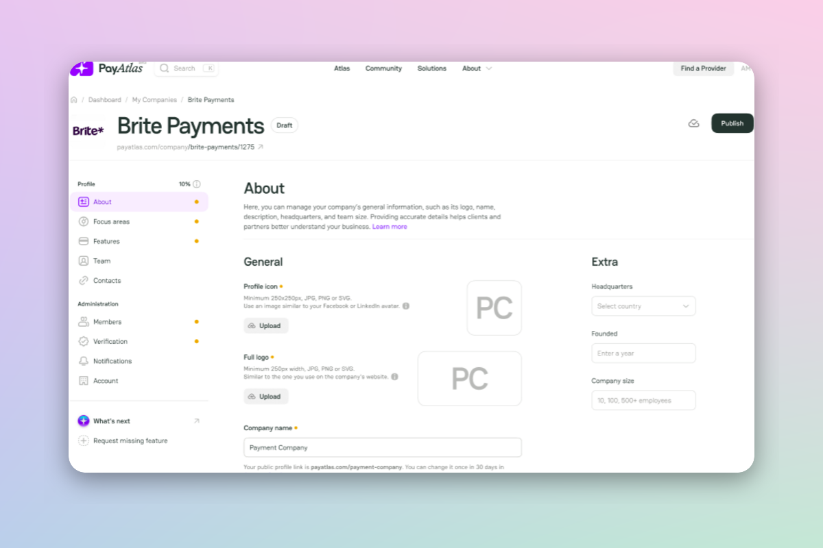 Company and user profiles