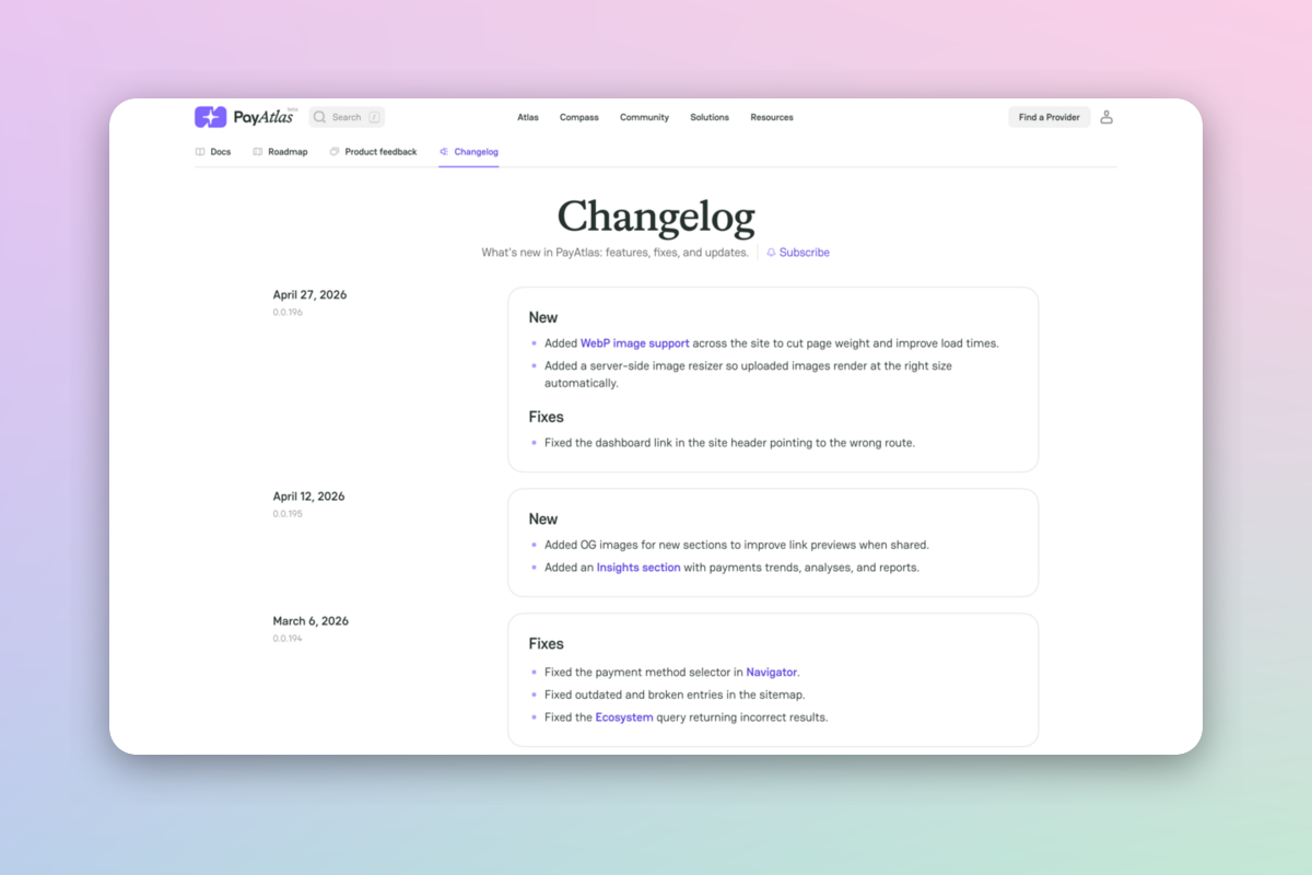 Public Changelog