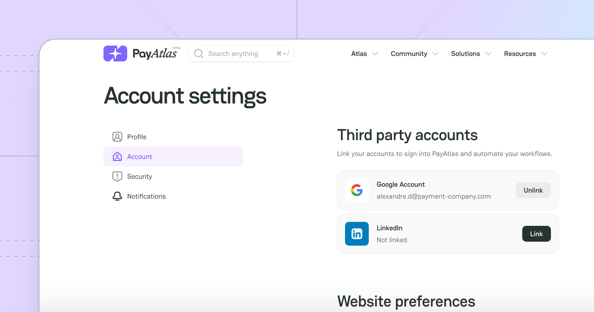 Edit Account settings