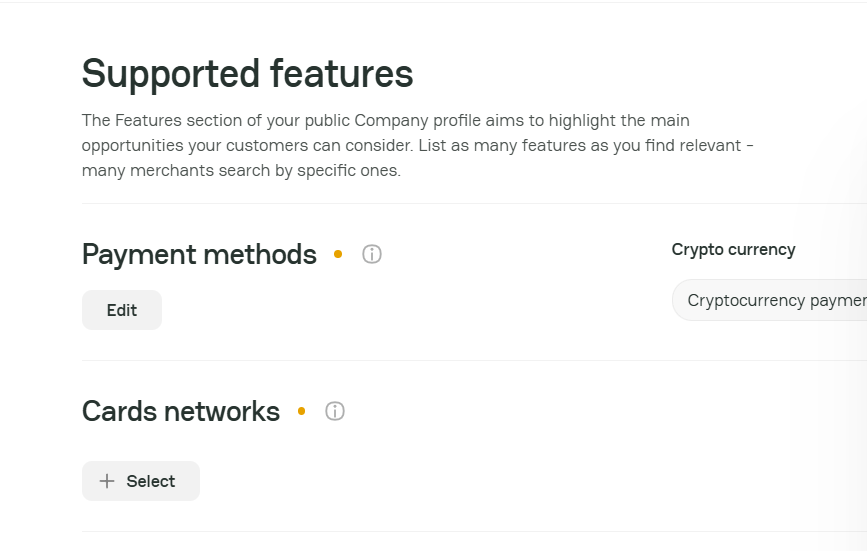 Cards networks doesn't let me publish the companys